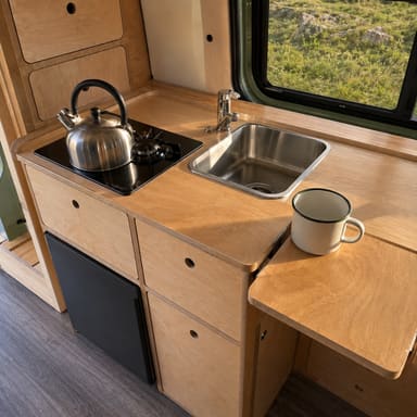 The camper's kitchen unit.